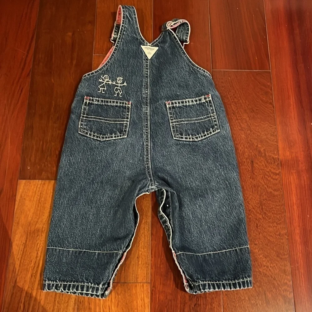 Vintage OshKosh ABC Jean Overalls Patchwork Floral Animals Toddler Girl 6-9 mos
